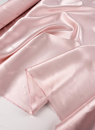 Подкладочная вискоза с надписью (о) светло-розовая - в интернет-магазине тканей Тессутидея арт. 08-1673