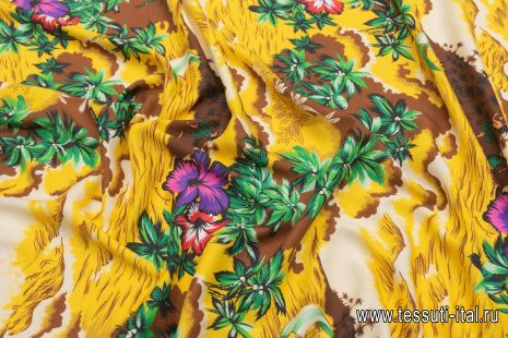Плательная вискоза (н) гавайские мотивы  - итальянские ткани Тессутидея арт. 04-1480