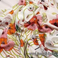 Крепдешин (о) растительный орнамент на айвори - итальянские ткани Тессутидея арт. 02-8907