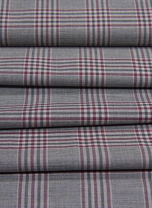 Костюмная (н) серо-красная клетка - в интернет-магазине тканей Тессутидея арт. 05-3993