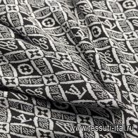 Джерси (н) черно-белое с логотипом - итальянские ткани Тессутидея арт. 13-1564