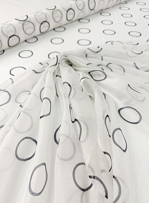 Маркизет (н) темно-синие круги на белом - в интернет-магазине тканей Тессутидея арт. 10-4740