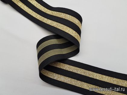 Резинка (н) черная с металлом - итальянские ткани Тессутидея арт. F-3495