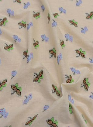 Батист филькупе (н) бабочки на светло-бежевом - в интернет-магазине тканей Тессутидея арт. 01-4814