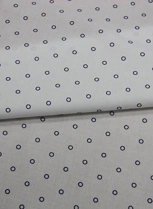 Сорочечная стрейч (н) синие колечки на белом ш-150см - в интернет-магазине тканей Тессутидея арт. 01-3384