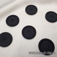 Пуговица пластик 4 прокола d-27мм черная, темно-серая - итальянские ткани Тессутидея арт. F-3826