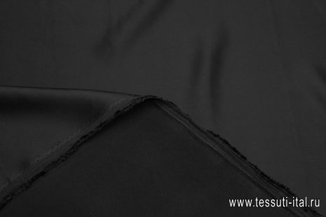 Плательный атлас стрейч (о) черный - итальянские ткани Тессутидея арт. 03-7416