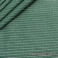 Хлопок (н) белая стилизованная полоска на зеленом - итальянские ткани Тессутидея арт. 01-4908