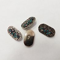 Пуговица на ножке овальная металл, разноцветные стразы Swarovski  - итальянские ткани Тессутидея арт. F-2165