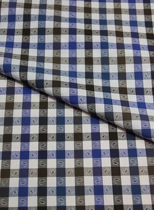Сорочечная клетка (н) сине-бело-коричневая ш-150см - в интернет-магазине тканей Тессутидея арт. 01-3881