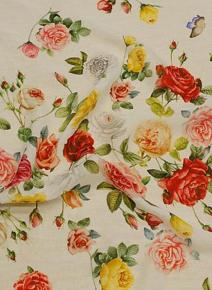 Шифон двухслойный купон (1,17м) (н) цветы на белом - в интернет-магазине тканей Тессутидея арт. 10-3365