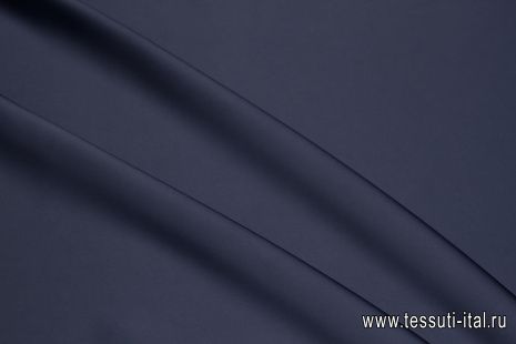 Плательный атлас стрейч (о) темно-синий - итальянские ткани Тессутидея арт. 03-7409
