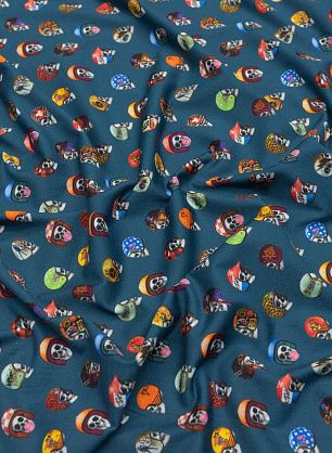 Трикотаж хлопок (н) черепа на темно-синем - в интернет-магазине тканей Тессутидея арт. 12-1116