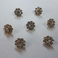 Пуговица металл золото на ножке d-11мм цветок из страз Swarovski - итальянские ткани Тессутидея арт. F-4134