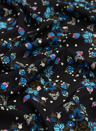 Крепдешин (н) цветочный орнамент на черном - в интернет-магазине тканей Тессутидея арт. 10-1460