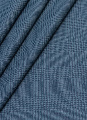 Костюмная (н) сине-бирюзовая стилизованная клетка - в интернет-магазине тканей Тессутидея арт. 05-3325