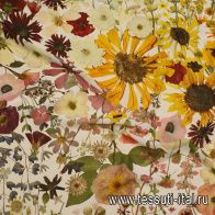 Плательная (н) крупный цветочный рисунок на белом - итальянские ткани Тессутидея арт. 03-7052