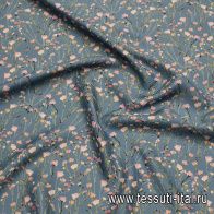 Крепдешин (н) мелкий цветочный рисунок на синем - итальянские ткани Тессутидея арт. 10-3706