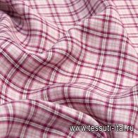 Лен (н) бело-розово-бордовая клетка - итальянские ткани Тессутидея арт. 16-0559