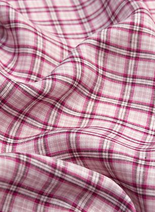 Лен (н) бело-розово-бордовая клетка - в интернет-магазине тканей Тессутидея арт. 16-0559