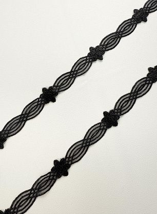 Кружево на сетке с блеском (о) черное 2см - в интернет-магазине тканей Тессутидея арт. 03-2107