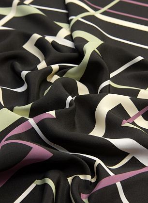 Шелк кади купон (0,92м) (н) крупный геометрический орнамент на черном  - в интернет-магазине тканей Тессутидея арт. 10-1076