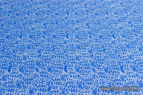 Лен (н) сине-белый рисунок - итальянские ткани Тессутидея арт. 16-0771