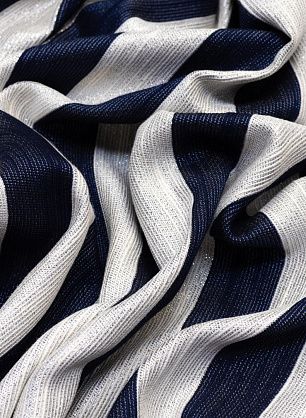 Шанель с люрексом (н) сине-бело-серебрянная полоска - в интернет-магазине тканей Тессутидея арт. 03-6027