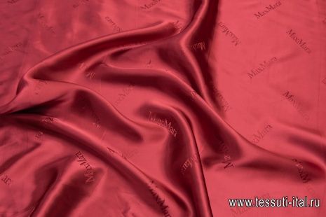 Подкладочная вискоза (о) темно красная с надписью Max Mara - итальянские ткани Тессутидея арт. 08-1180