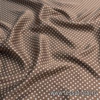 Шелк кади (н) белый горох на коричневом - итальянские ткани Тессутидея арт. 10-2639