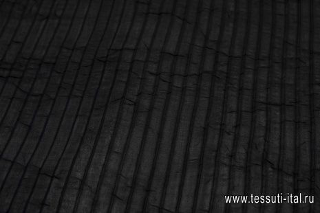 Плиссе крэш из шифона (о) черное  - итальянские ткани Тессутидея арт. 03-6295