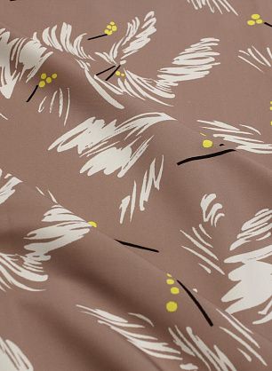 Шелк кади стрейч (н) черно-бело-желтый рисунок на антико - в интернет-магазине тканей Тессутидея арт. 10-4364