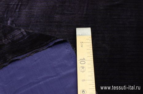 Бархат (н) коричнево-синяя полоска в стиле Armani - итальянские ткани Тессутидея арт. 03-5919