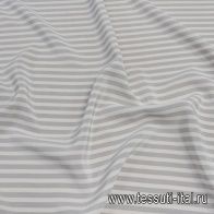 Крепдешин (н) серо-белая полоска  - итальянские ткани Тессутидея арт. 10-2459