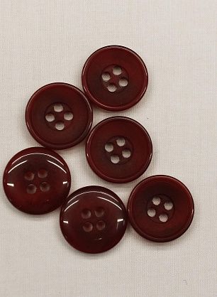 Пуговица пластик под рог 4 прокола d-15мм бордовая - в интернет-магазине тканей Тессутидея арт. F-6704