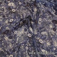 Шифон (н) сине-белый цветочный рисунок - итальянские ткани Тессутидея арт. 10-3751