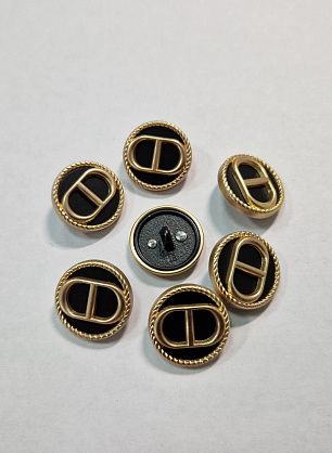 Пуговица металл золото на ножке d-18мм черно-золотая - в интернет-магазине тканей Тессутидея арт. F-5769