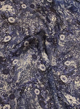 Шифон (н) сине-белый цветочный рисунок - в интернет-магазине тканей Тессутидея арт. 10-3751