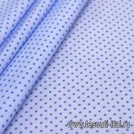 Сорочечная стрейч (н) голубой стилизованный горох на бело-голубом - итальянские ткани Тессутидея арт. 01-5696
