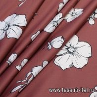 Хлопок (н) белый цветочный орнамент на коричневом - итальянские ткани Тессутидея арт. 01-5154