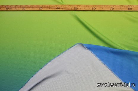 Шелк фактурный (о) желто-зелено-голубое деграде - итальянские ткани Тессутидея арт. 10-3661