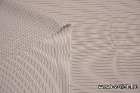Сорочечная (н) бело-коричневая полоска - итальянские ткани Тессутидея арт. 01-6044