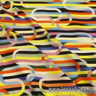Хлопок (н) яркие стилизованные полосы - итальянские ткани Тессутидея арт. 01-7970