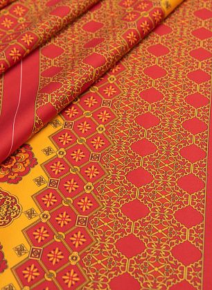 Хлопок купон (0,44м) (н) красно-желтый орнамент в стиле Versace - в интернет-магазине тканей Тессутидея арт. 01-5863