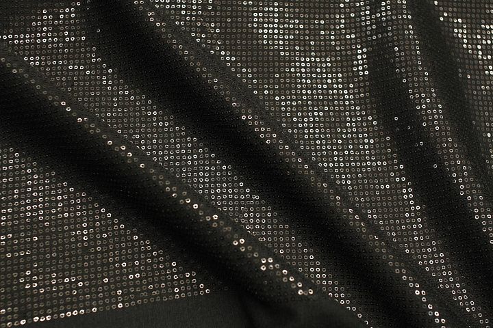 Трикотаж расшитый мелкими пайетками (о) черный - итальянские ткани Тессутидея арт. 13-1654