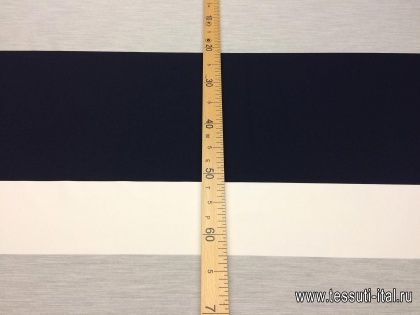 Плательная купон (0,95м) (н) сине-серо-белая полоска - итальянские ткани Тессутидея арт. 03-5178