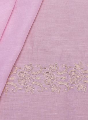 Батист (о) бежевая вышивка на розовом - в интернет-магазине тканей Тессутидея арт. 01-5241