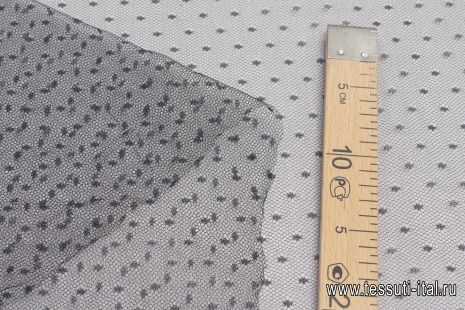 Сетка плательная (о) черная в крапину - итальянские ткани Тессутидея арт. 03-6645