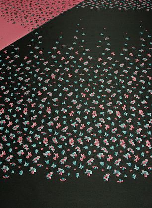 Тафта купон (0,95м) double (н) мелкий цветочный орнамент на черно-розовом - в интернет-магазине тканей Тессутидея арт. 03-2754