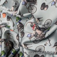 Шелк атлас стрейч (н) абстракция на сером - итальянские ткани Тессутидея арт. 10-3067